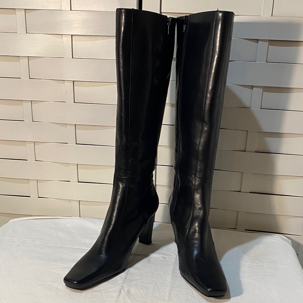 Bandolino Elegant Black Leather Knee-High Boots size 10 - Picture 2 of 8